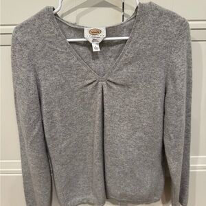 Talbots Light Gray Cashmere V-Neck Sweater
